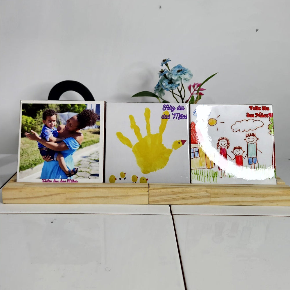 Kit Especial com 3 Azulejos – Presenteie Sua Mãe com Amor