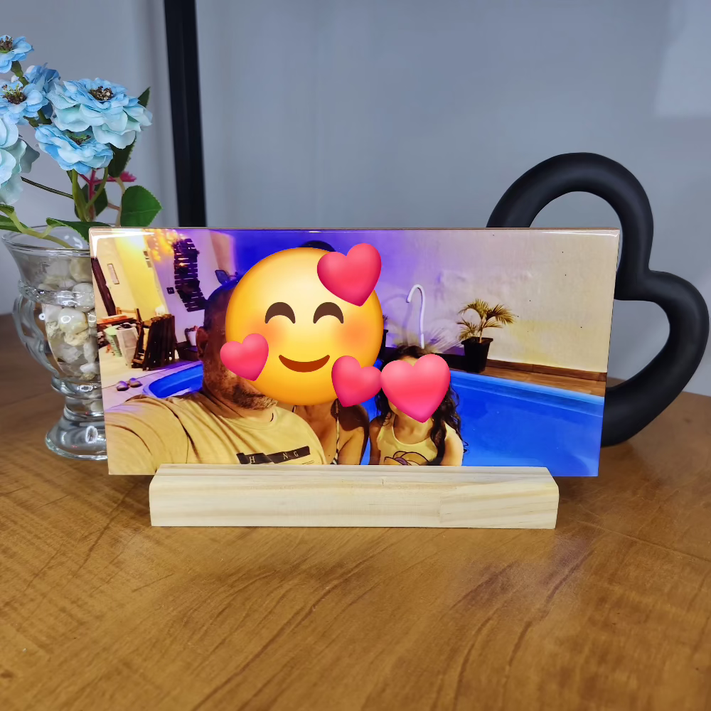 Personalize o seu Azulejo na Horizontal com Suas Fotos – 10x20cm Azulejo decorativo personalizado
